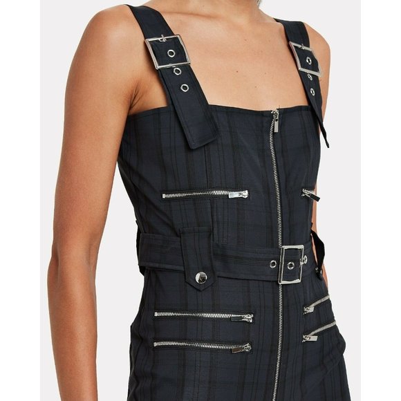 WeWoreWhat Moto Jumpsuit Navy Plaid NWT - Picture 2 of 10